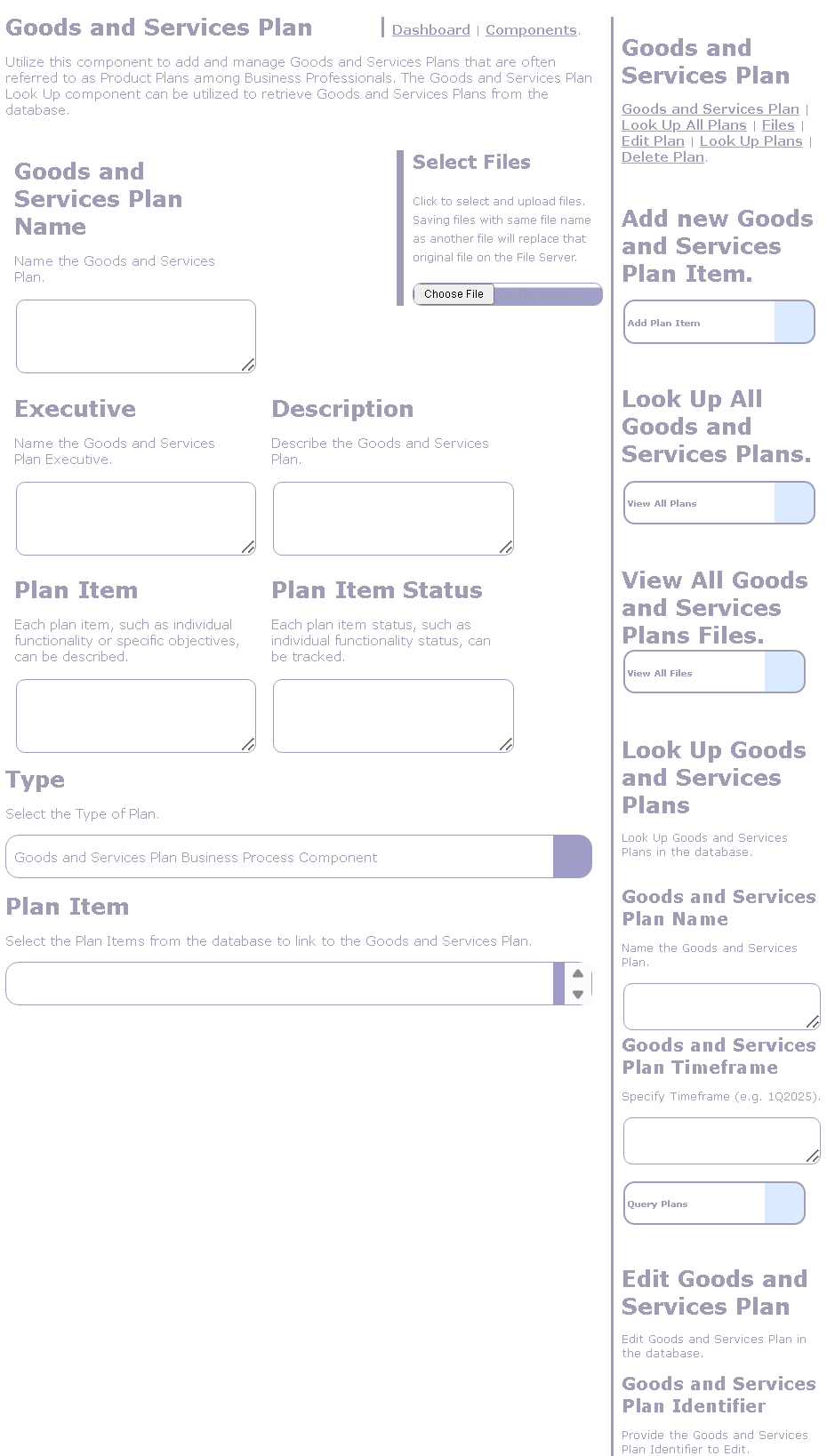 Goods and Services Plan.
